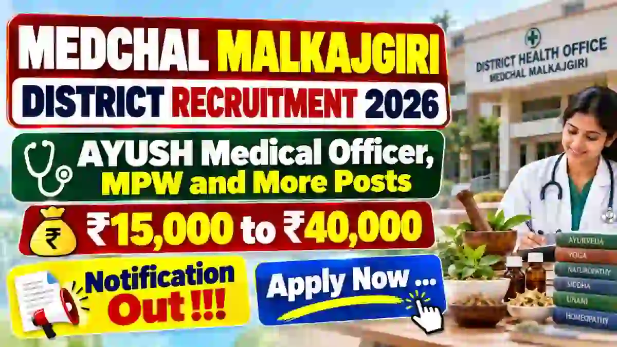 Medchal Malkajgiri District Recruitment 2026 – Apply Offline for 8 Pharmacist, MPW & More Posts