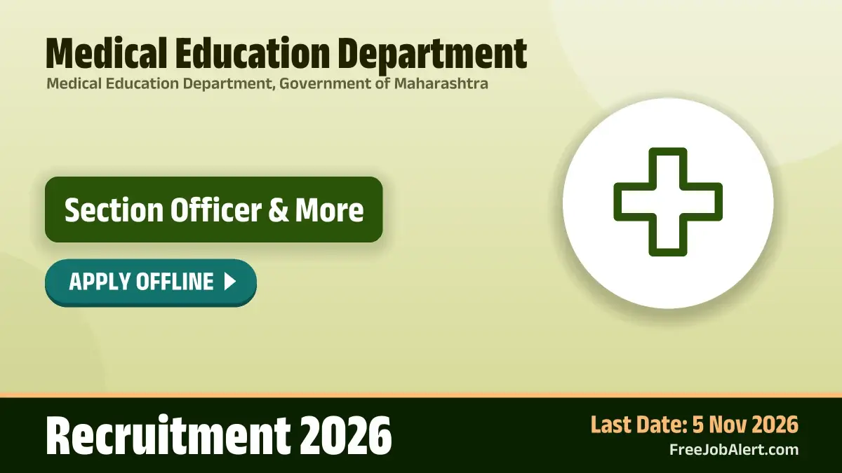 Medical Education Department Senior Grade Stenographer Recruitment 2026 – Apply Offline