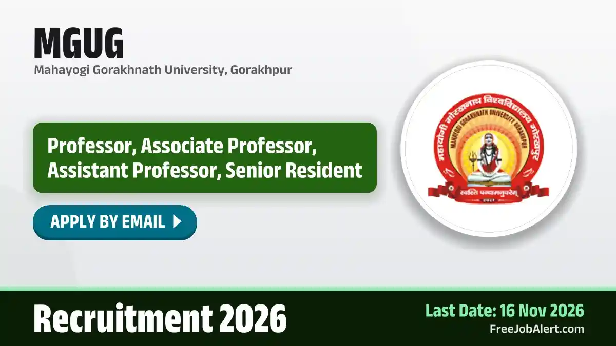 MGUG Recruitment 2026 – Apply Online for Professor, Associate Professor and More Posts