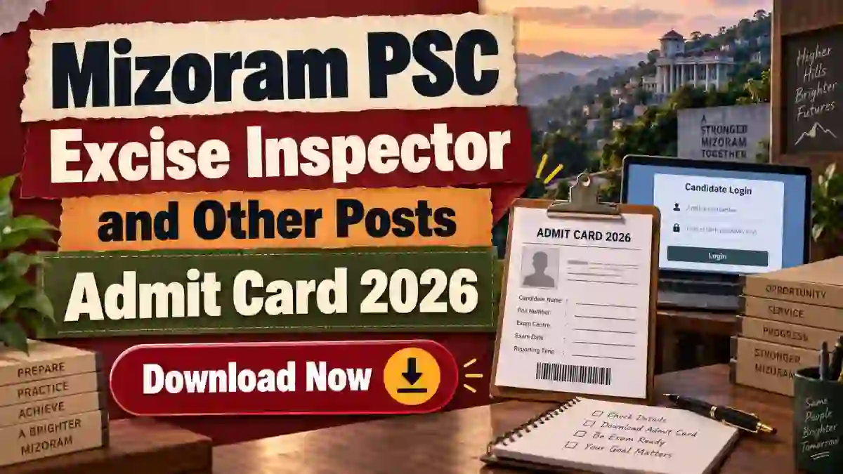 Mizoram PSC Admit Card 2026 - Check Excise Inspector, Tax Officer & MVI Exam Date