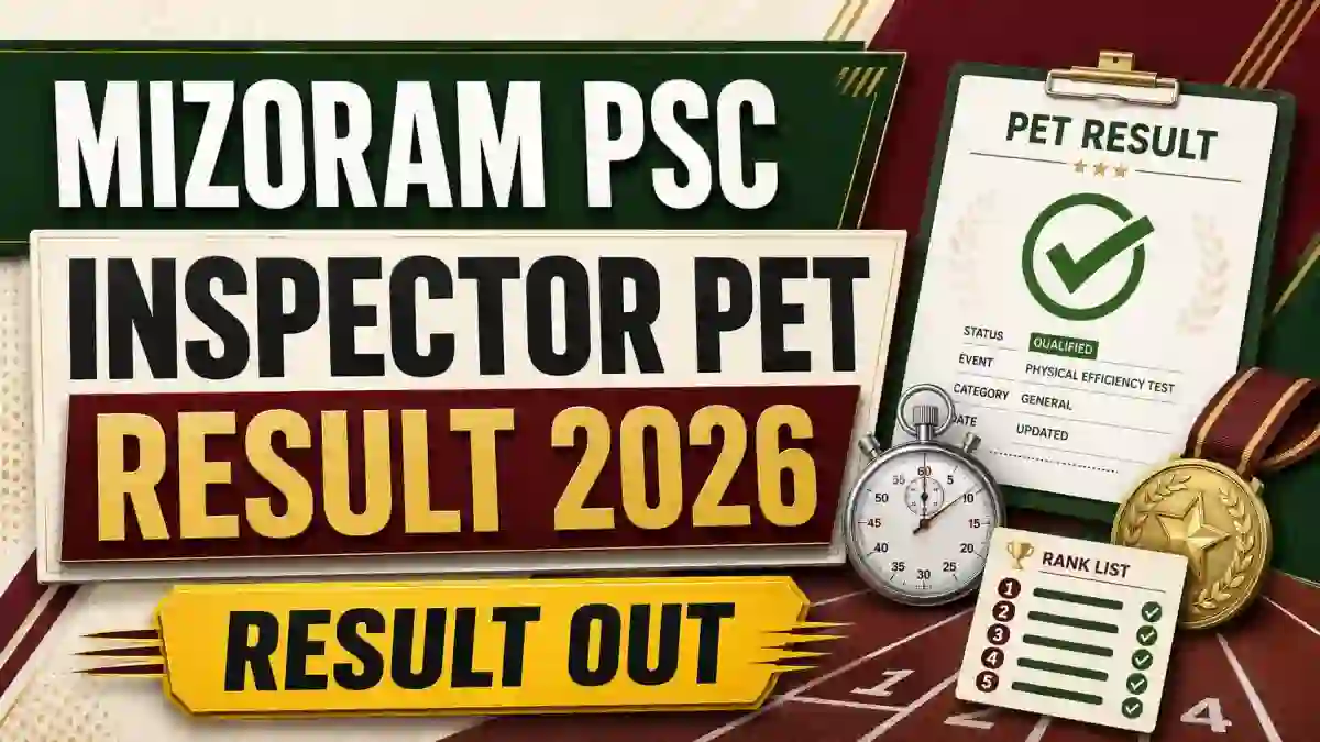 Mizoram PSC Inspector PET Result 2026 - Check Result at mpsc.mizoram.gov.in Mizoram PSC Inspector PET Result 2026 - Check Result at mpsc.mizoram.gov.in