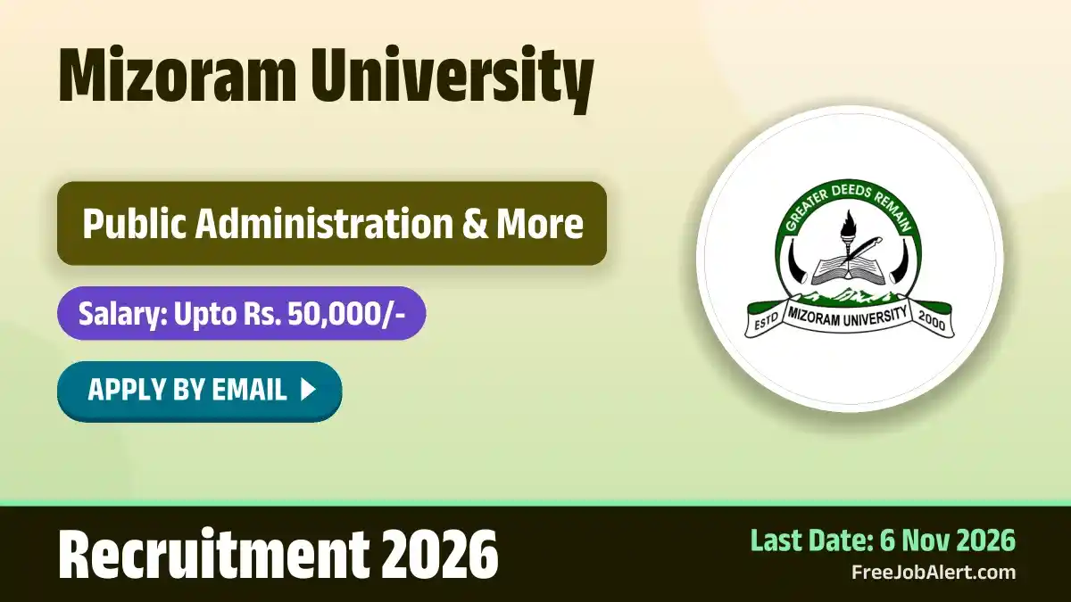 Mizoram University Guest Faculty Recruitment 2026 – Apply Online