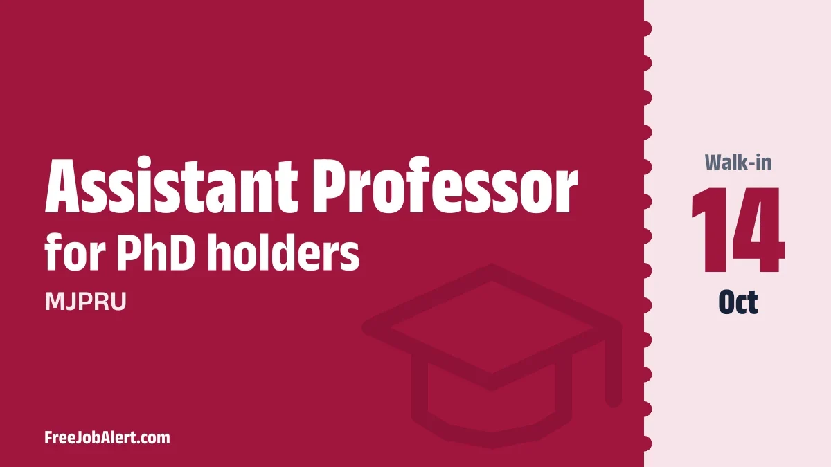 MJPRU Assistant Professor Recruitment 2026 – Walk-in