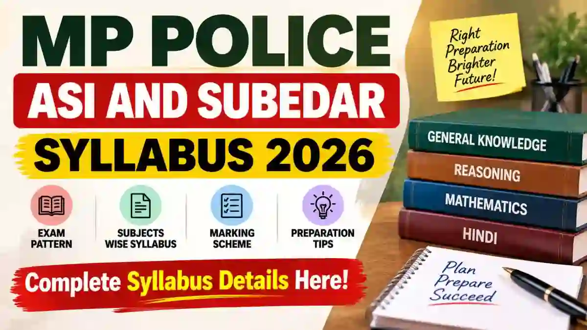 MP Police ASI and Subedar Syllabus 2026 - Check Exam Pattern PDF