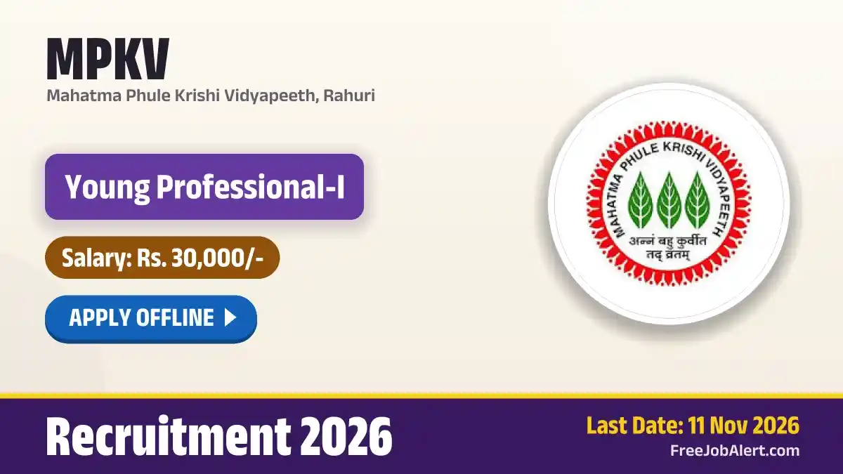 MPKV Young Professional I Recruitment 2026 – Apply Offline