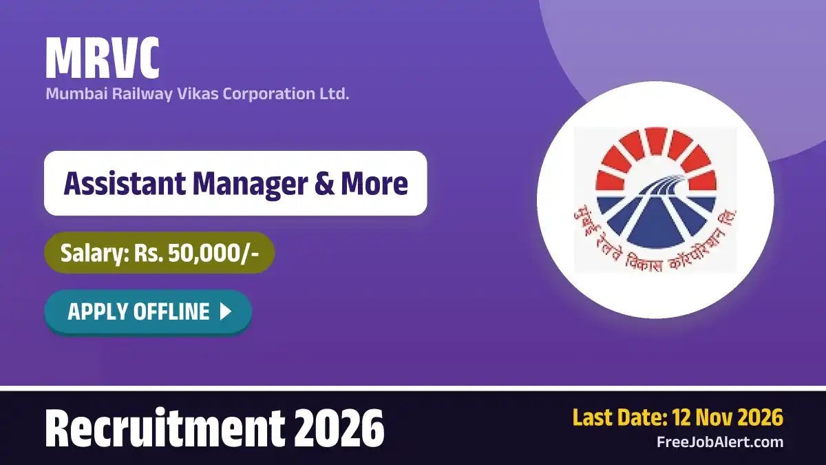 MRVC Assistant Manager Recruitment 2026 – Apply Offline