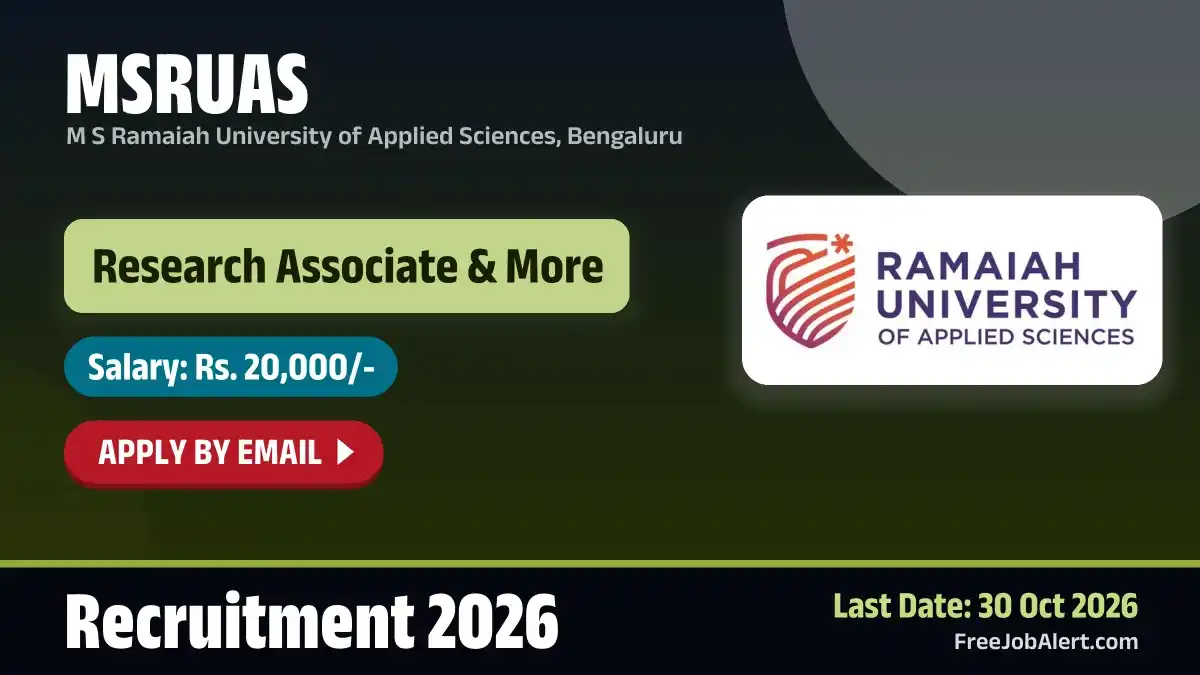 MSRUAS Recruitment 2026 – Apply Online for Research Associate, Field Investigator Posts