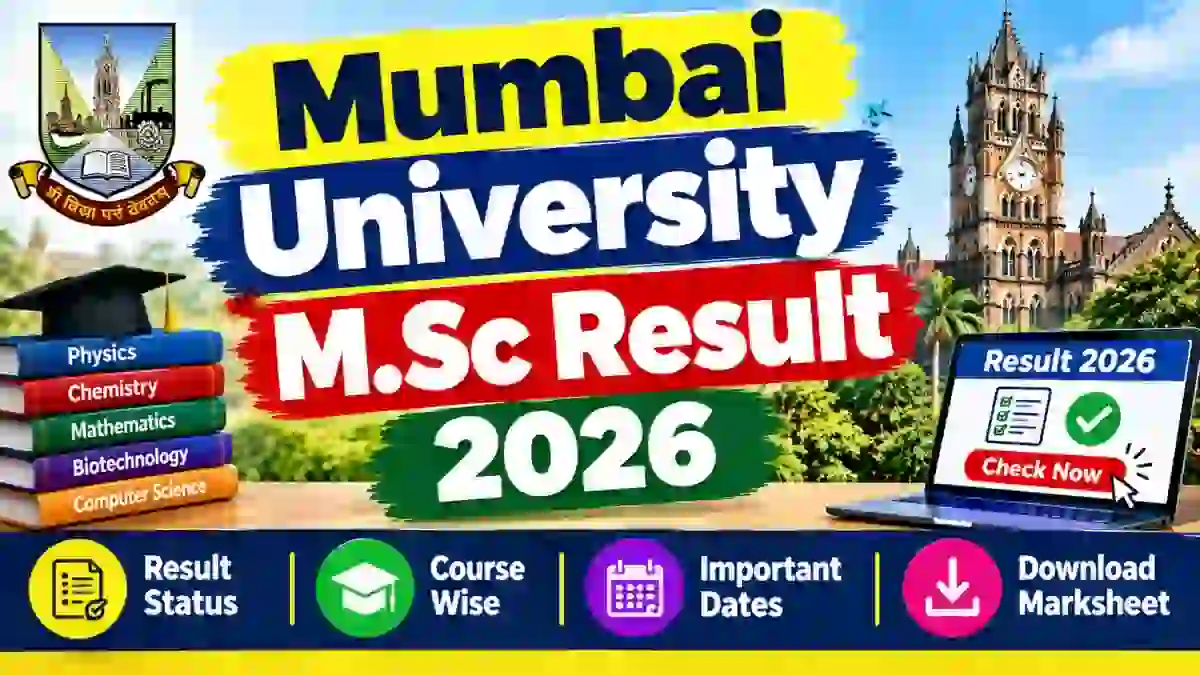 Mumbai University M.Sc Result 2026 Out - Direct Link to Check 1st Sem Result Online @ at mumresults.in Mumbai University M.Sc Result 2026 Out - Direct Link to Check 1st Sem Result Online @ at mumresults.in