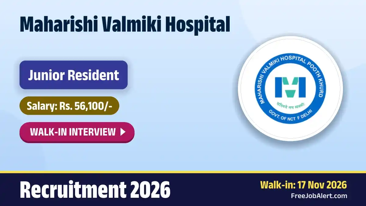 MVH Junior Resident Recruitment 2026 – Walkin MVH Junior Resident Recruitment 2026 – Walkin