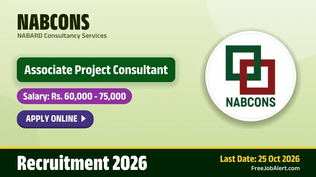 NABCONS Associate Project Consultant Recruitment 2026 – Apply Online NABCONS Associate Project Consultant Recruitment 2026 – Apply Online