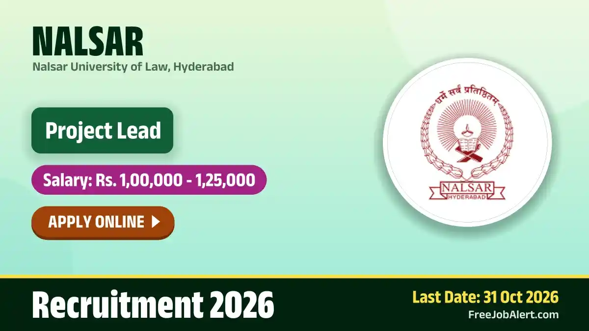 NALSAR Project Lead Recruitment 2026 – Apply Online