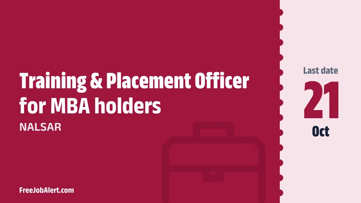 NALSAR Training & Placement Officer Recruitment 2026 – Apply Online