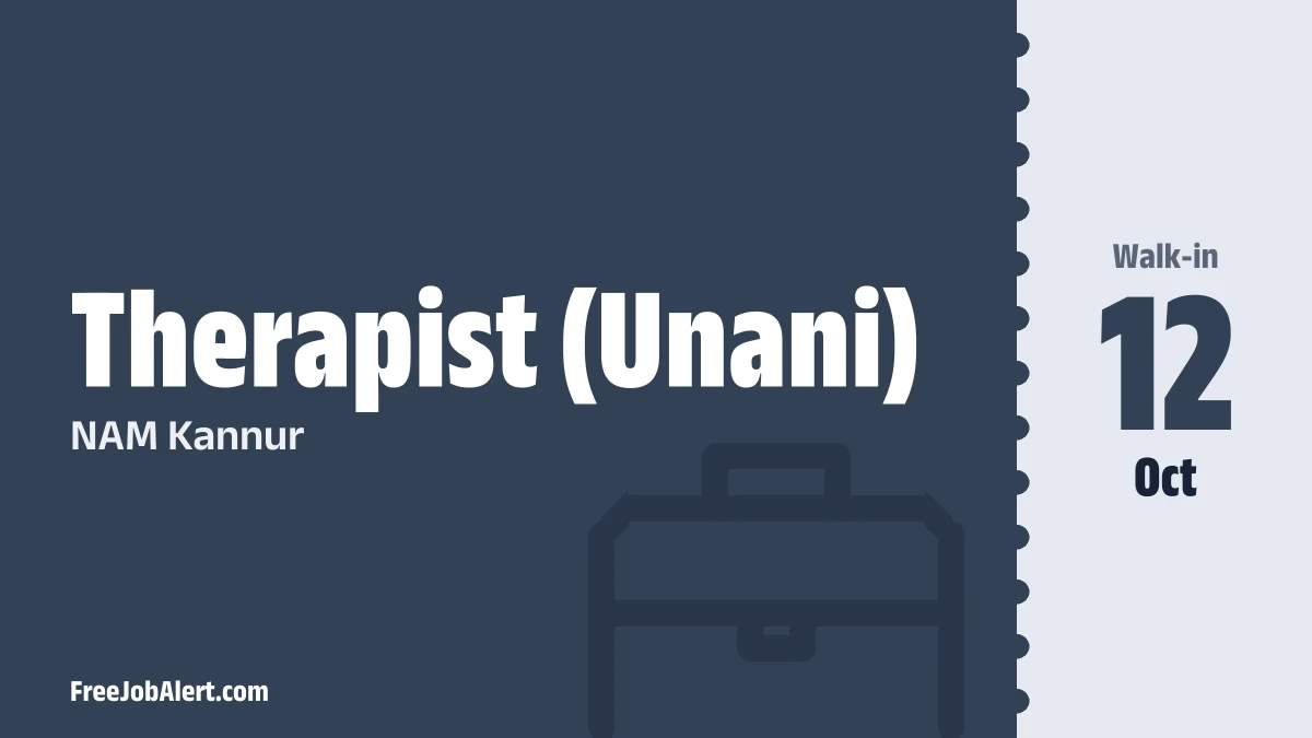 NAM Kannur Therapist Recruitment 2026 – Walk-in