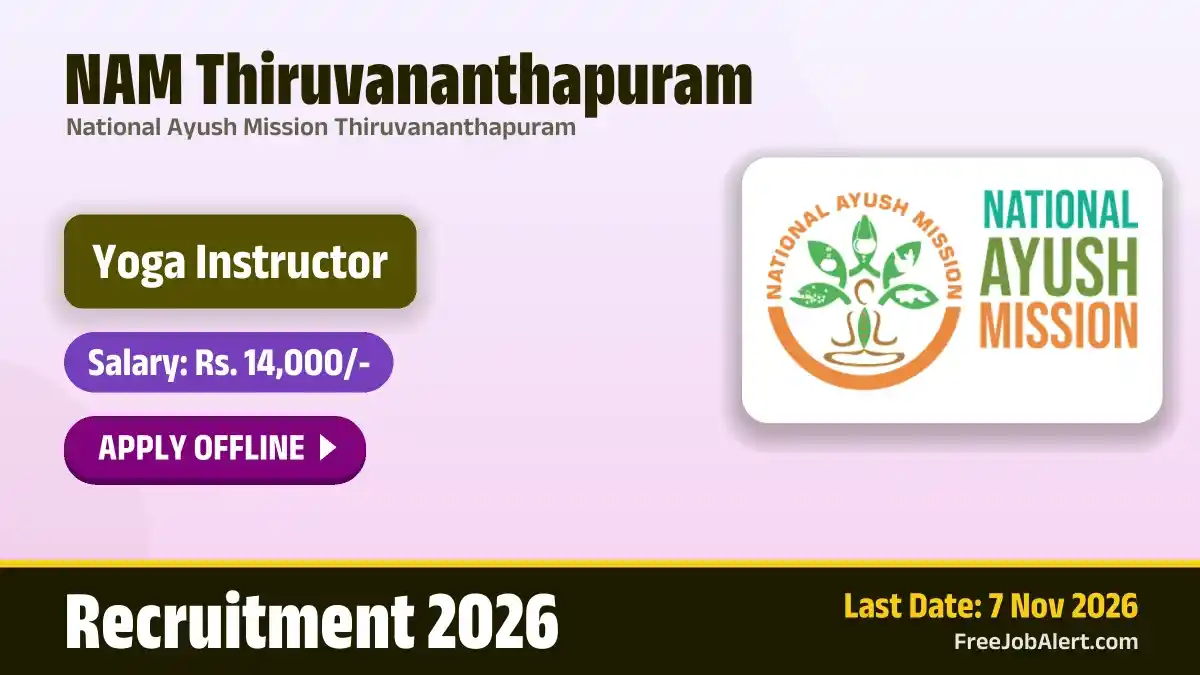 NAM Thiruvananthapuram Yoga Instructor Recruitment 2026 – Apply Offline
