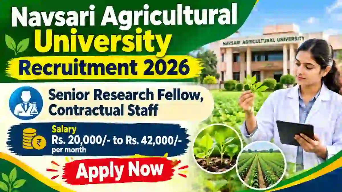 Navsari Agricultural University Recruitment 2026 - Apply Offline for Senior Research Fellow Posts