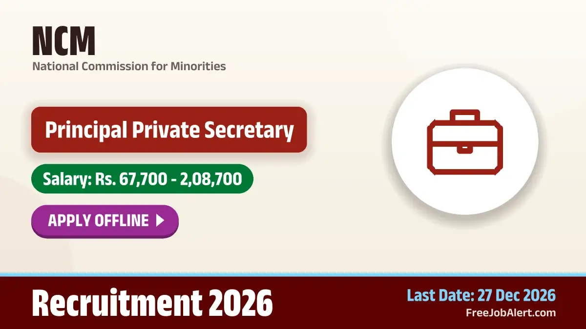 NCM Principal Private Secretary Recruitment 2026 – Apply Offline