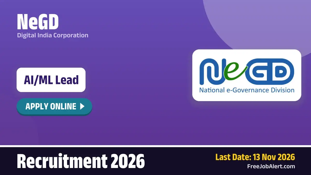 NeGD AI/ML Lead Recruitment 2026 – Apply Online