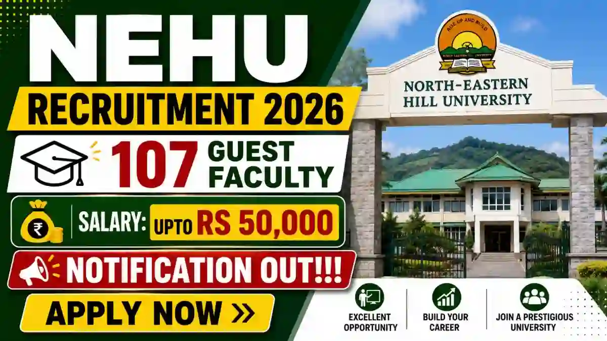 NEHU Guest Faculty Recruitment 2026 - Apply Online for 107 Posts