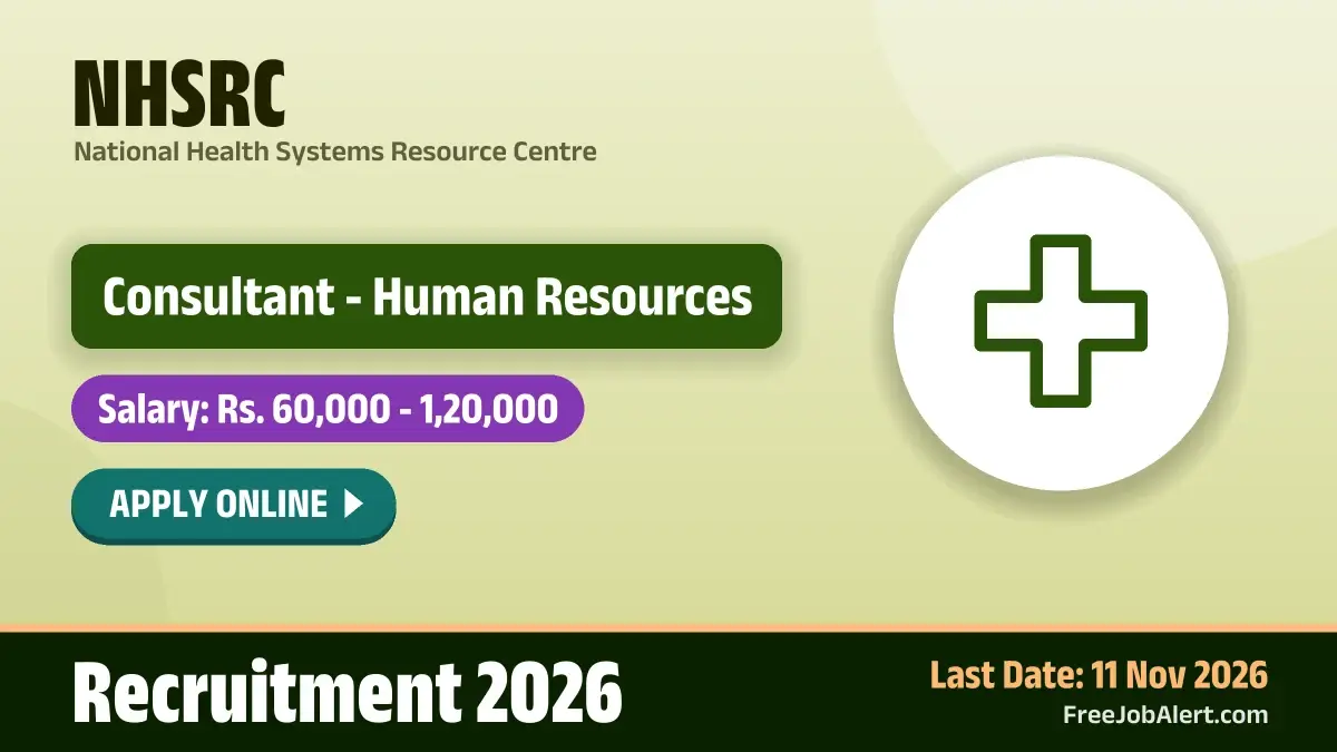 NHSRC Consultant - Human Resources Recruitment 2026 – Apply Online