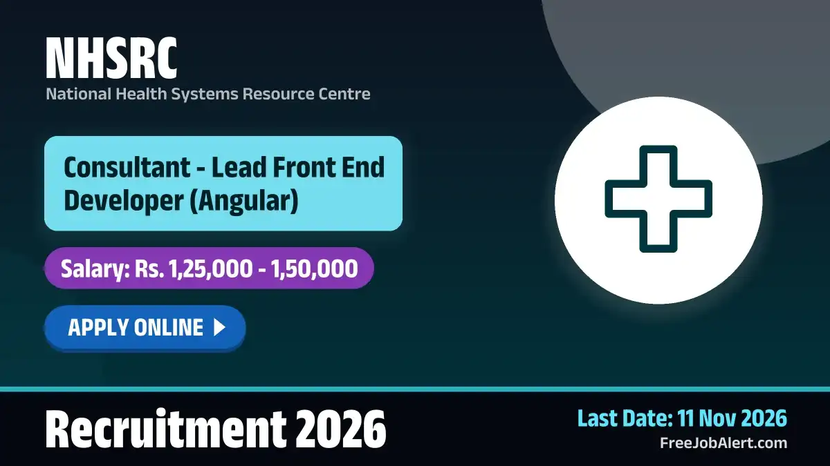 NHSRC Consultant - Lead Front End Developer Recruitment 2026 – Apply Online