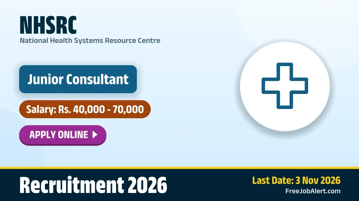 NHSRC Junior Consultant Recruitment 2026 – Apply Online NHSRC Junior Consultant Recruitment 2026 – Apply Online