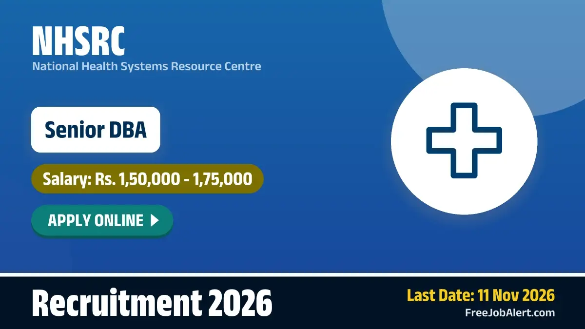 NHSRC Senior DBA Recruitment 2026 – Apply Online