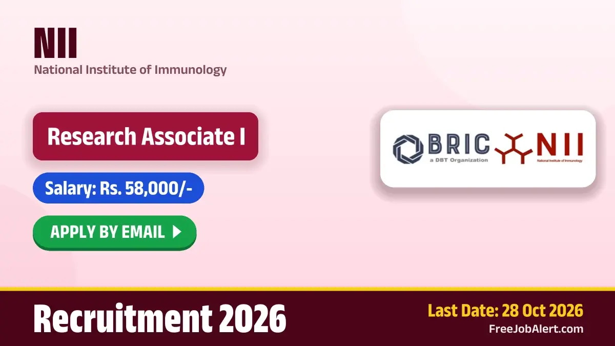 NII Research Associate I Recruitment 2026 – Apply Online