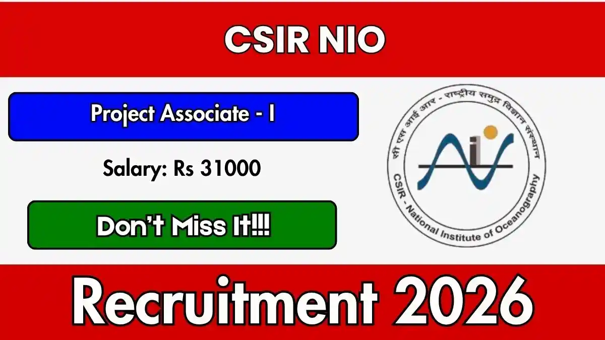 NIO Project Associate Recruitment 2026 - Apply Offline
