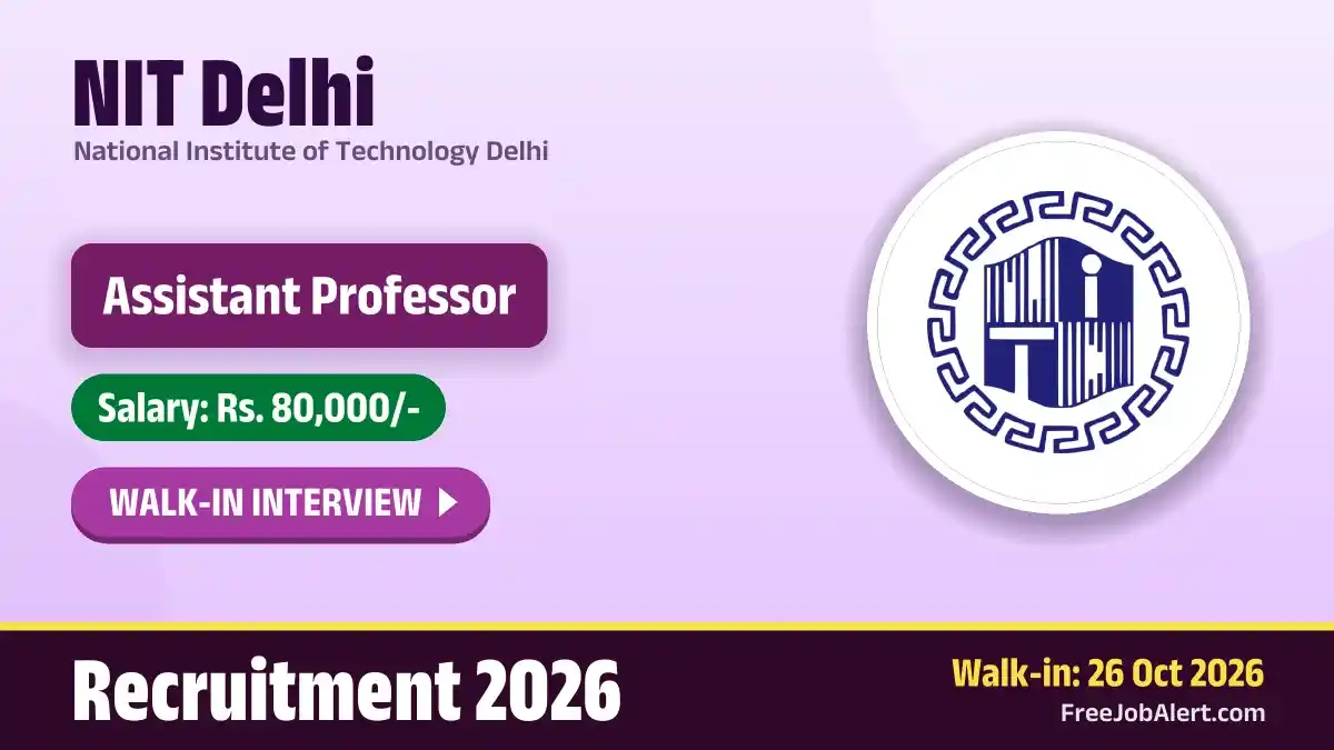 NIT Delhi Assistant Professor (Mathematics) Recruitment 2026 – Walkin NIT Delhi Assistant Professor (Mathematics) Recruitment 2026 – Walkin