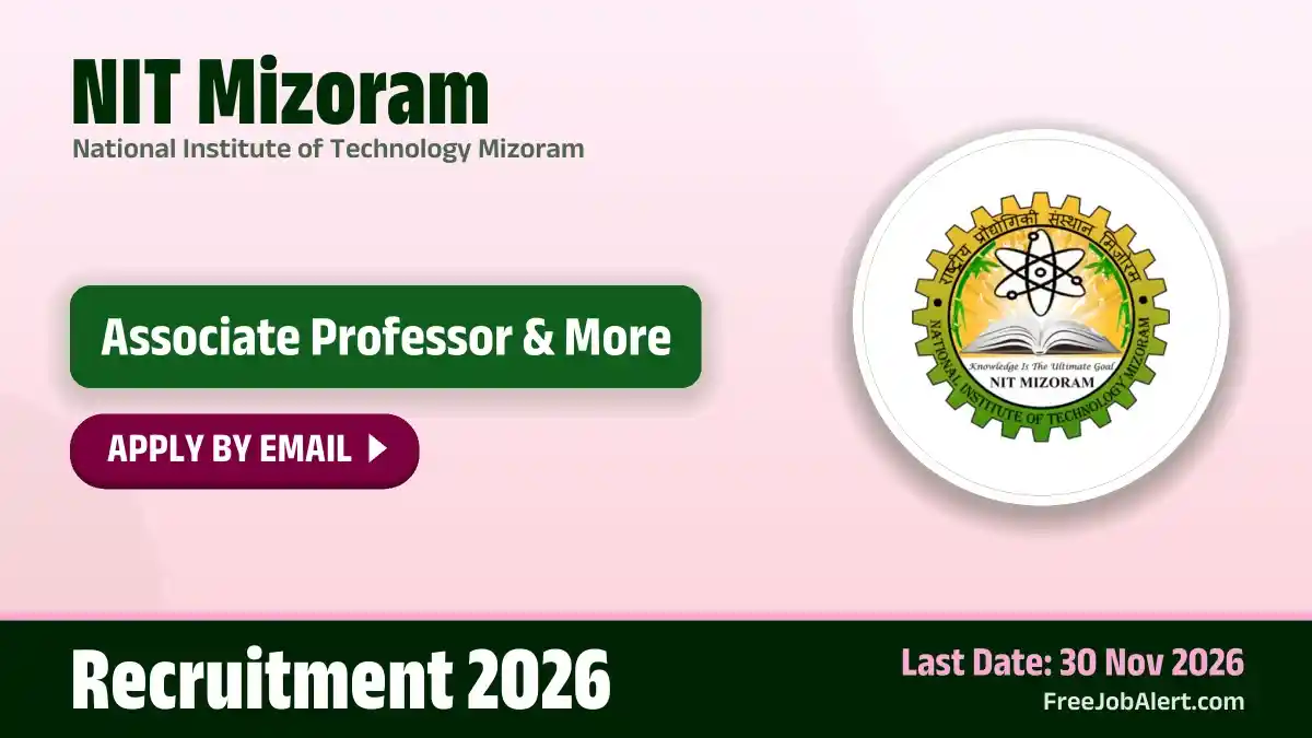 NIT Mizoram Recruitment 2026 – Apply Online for 3 Associate Professor, Assistant Professor Posts