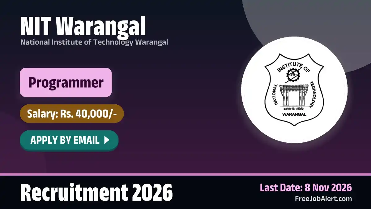 NIT Warangal Programmer Recruitment 2026 – Apply Online NIT Warangal Programmer Recruitment 2026 – Apply Online