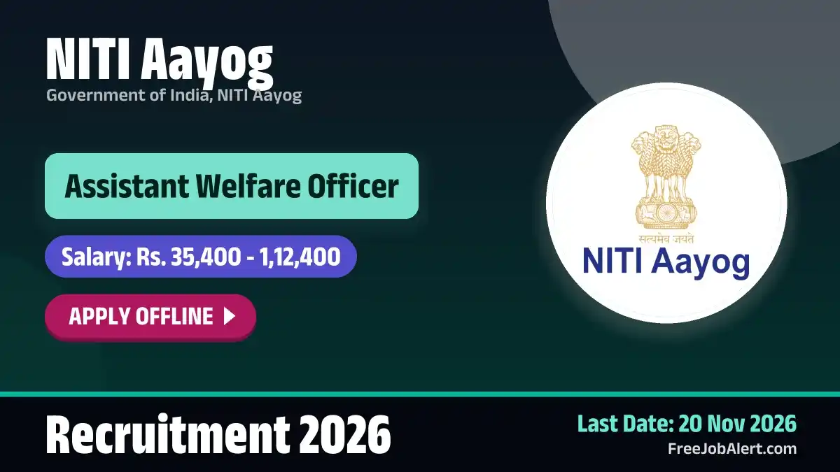 NITI Aayog Assistant Welfare Officer Recruitment 2026 – Apply Offline