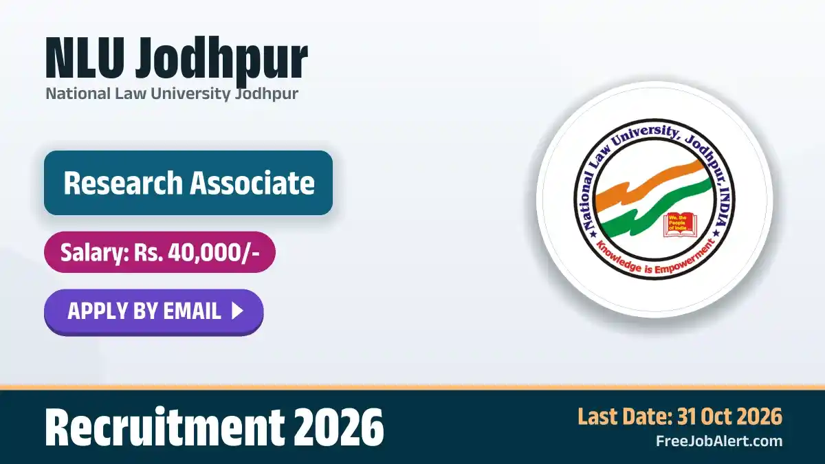 NLU Jodhpur Research Associate Recruitment 2026 – Apply Online