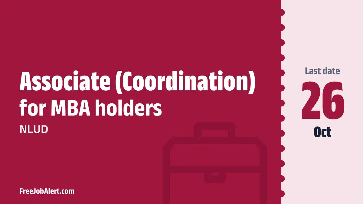 NLUD Associate (Coordination) Recruitment 2026 – Apply Online NLUD Associate (Coordination) Recruitment 2026 – Apply Online