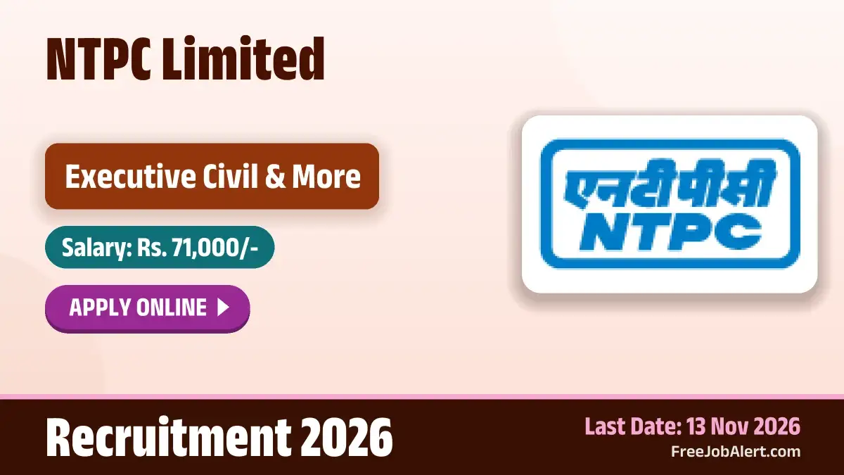 NTPC Executive Recruitment 2026 – Apply Online NTPC Executive Recruitment 2026 – Apply Online