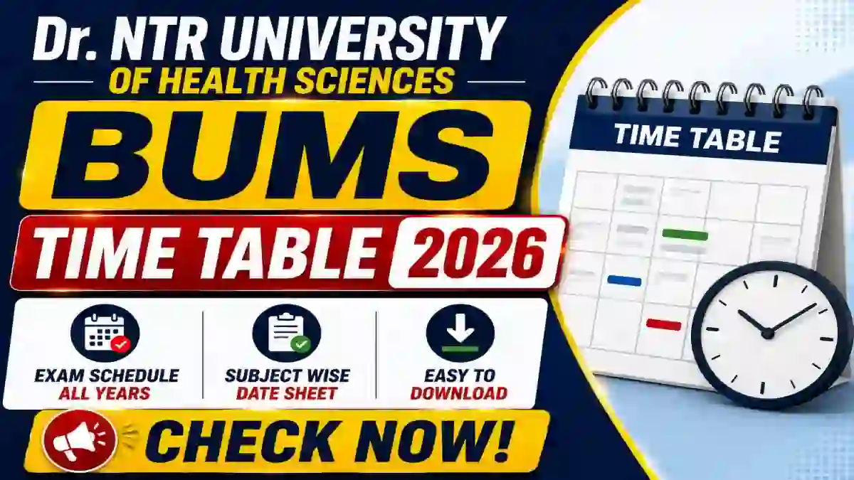 NTRUHS BUMS Time Table 2026 Out - Check Exam Dates Online @ drntr.uhsap.in