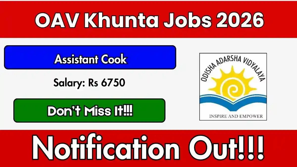 OAV Khunta Assistant Cook Recruitment 2026 – Apply Offline OAV Khunta Assistant Cook Recruitment 2026 – Apply Offline