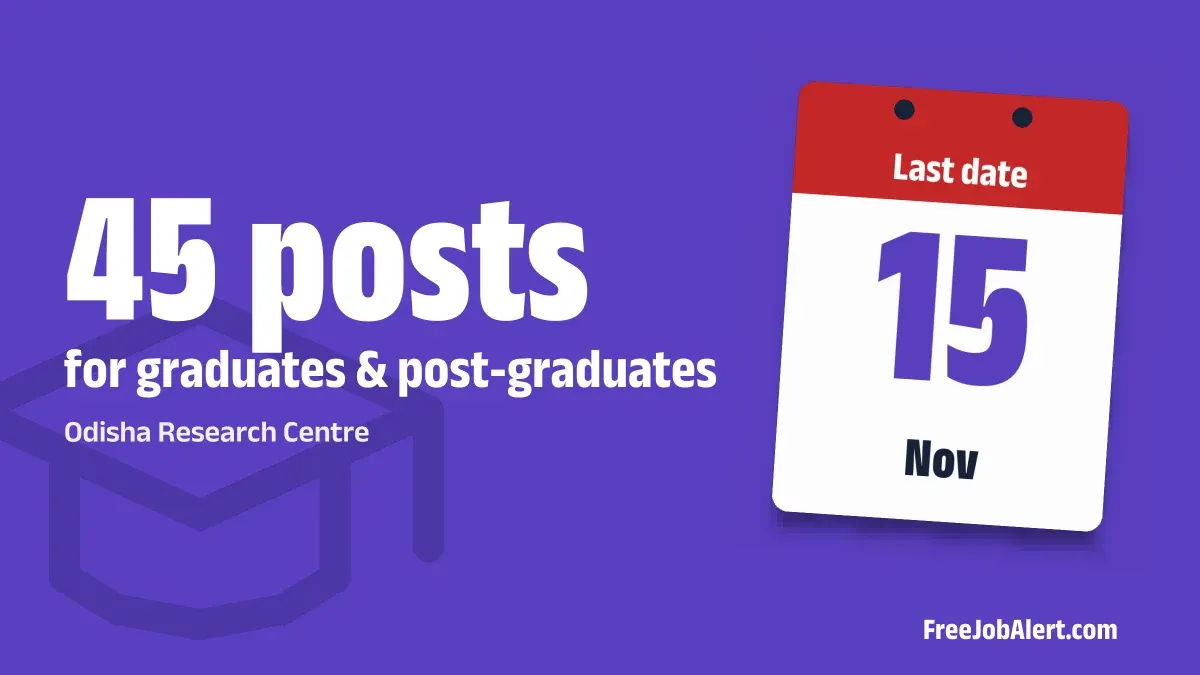 Odisha Research Centre Recruitment 2026 – Apply Online for 45 Senior & Junior Research Internship Programme Posts Odisha Research Centre Recruitment 2026 – Apply Online for 45 Senior & Junior Research Internship Programme Posts