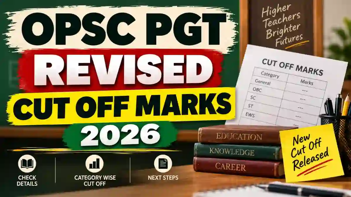 OPSC PGT Revised Cut Off Marks 2026 - Download Category-Wise Cut Off Marks PDF