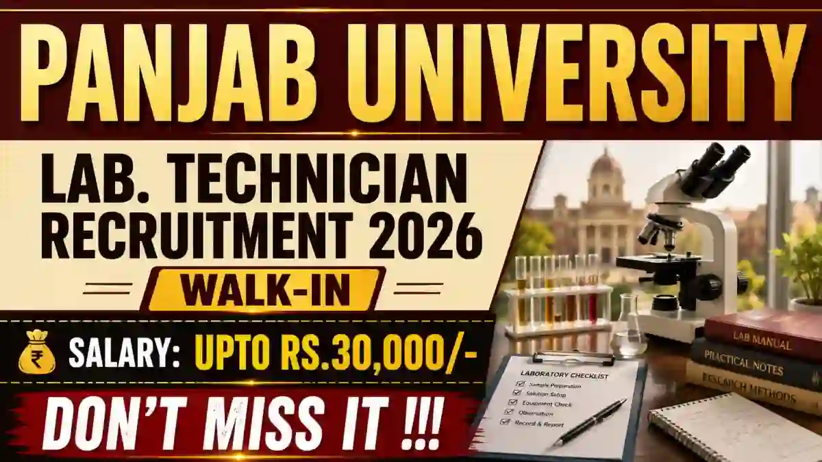 Panjab University Lab. Technician Recruitment 2026 - Walkin