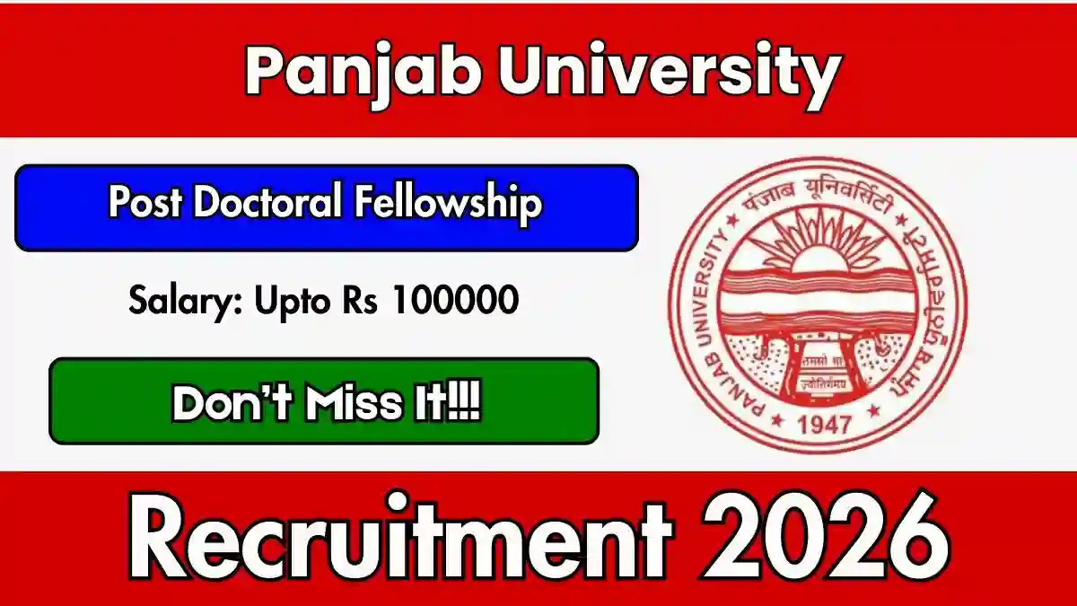 Panjab University Post Doctoral Fellowship Recruitment 2026 - Walkin