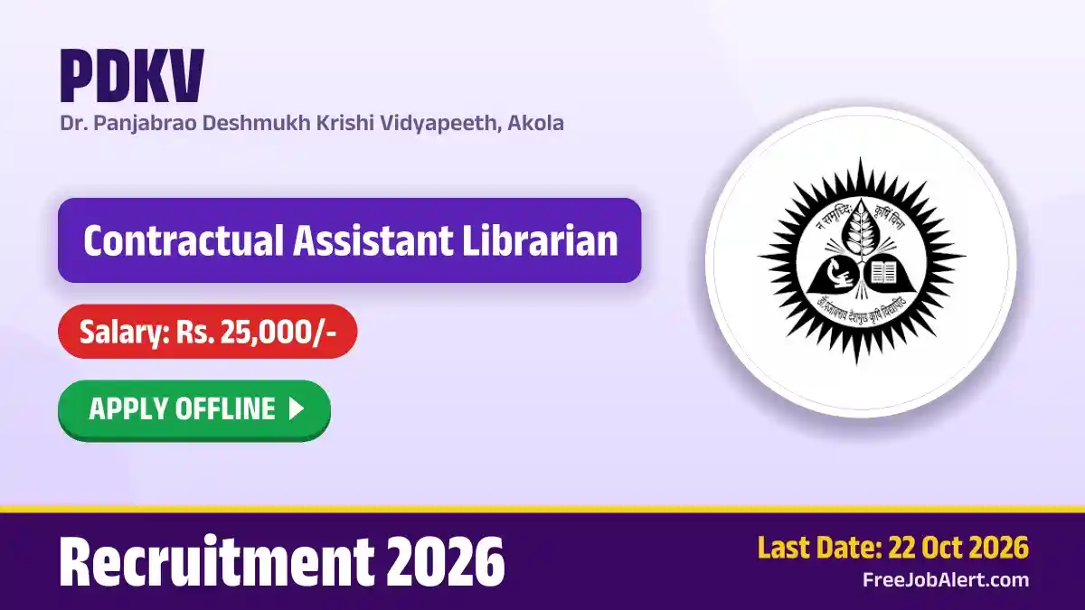 PDKV Assistant Librarian Recruitment 2026 – Apply Offline