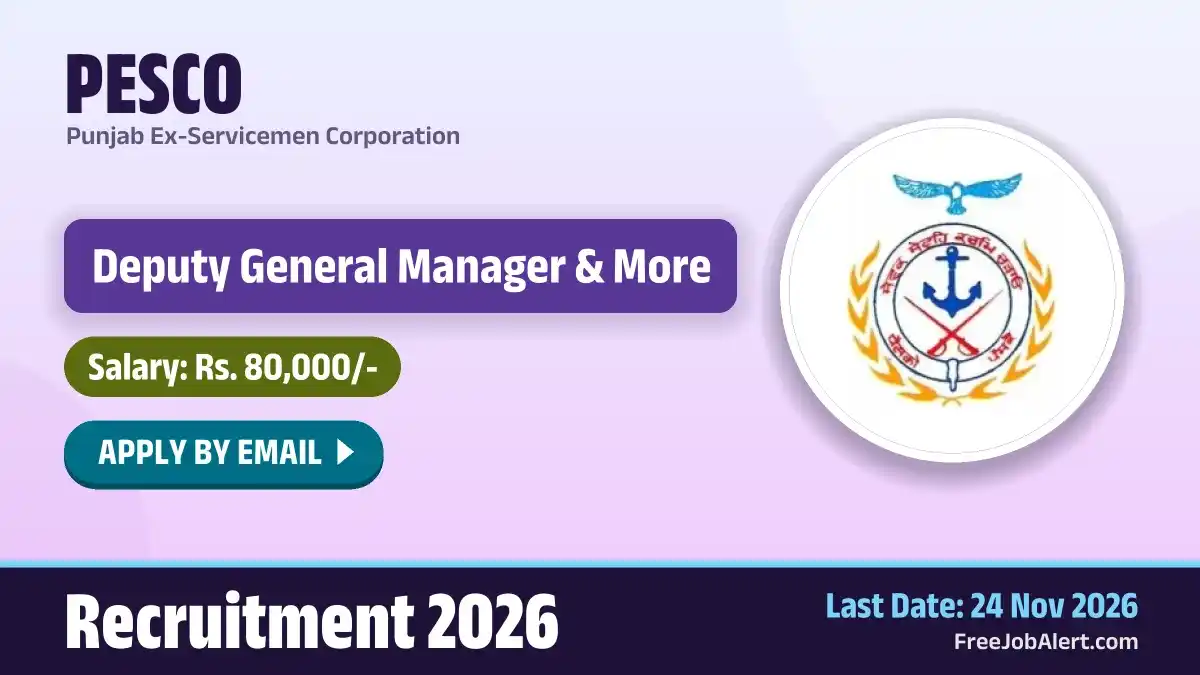 PESCO Deputy General Manager Recruitment 2026 – Apply Online PESCO Deputy General Manager Recruitment 2026 – Apply Online