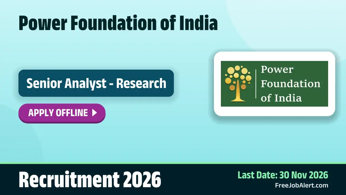 PFI Senior Analyst Recruitment 2026 – Apply Offline