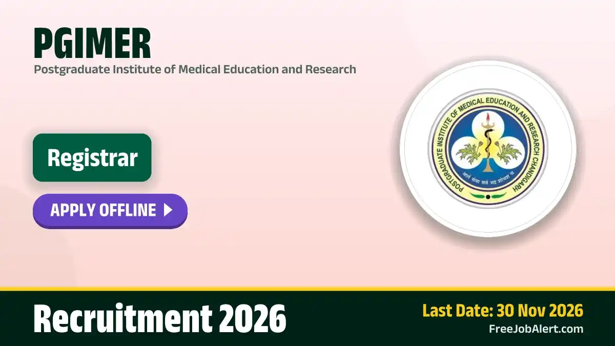 PGIMER Registrar Recruitment 2026 – Apply Offline PGIMER Registrar Recruitment 2026 – Apply Offline