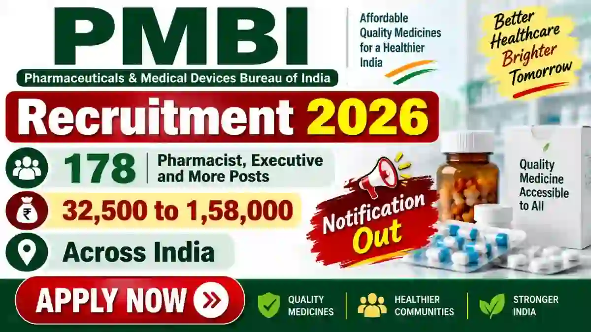 PMBI Recruitment 2026 Notification Out - Apply Offline for 178 Pharmacist, Executive and More Posts