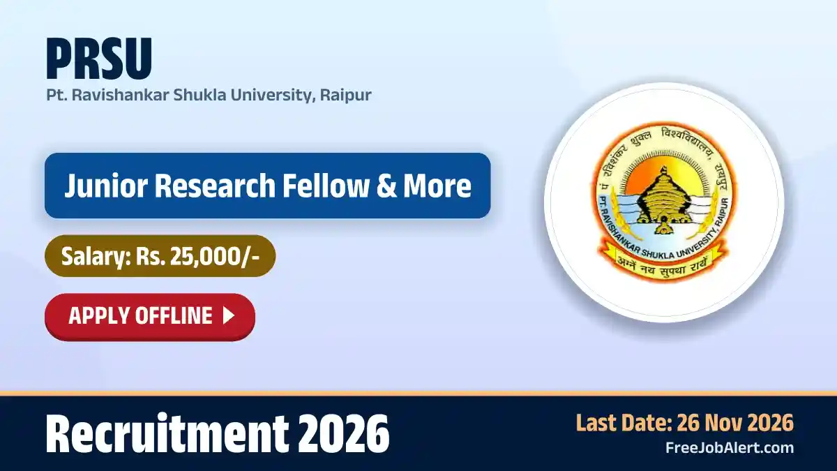 PRSU Recruitment 2026 – Apply Offline for Junior Research Fellow, Project Fellow Posts