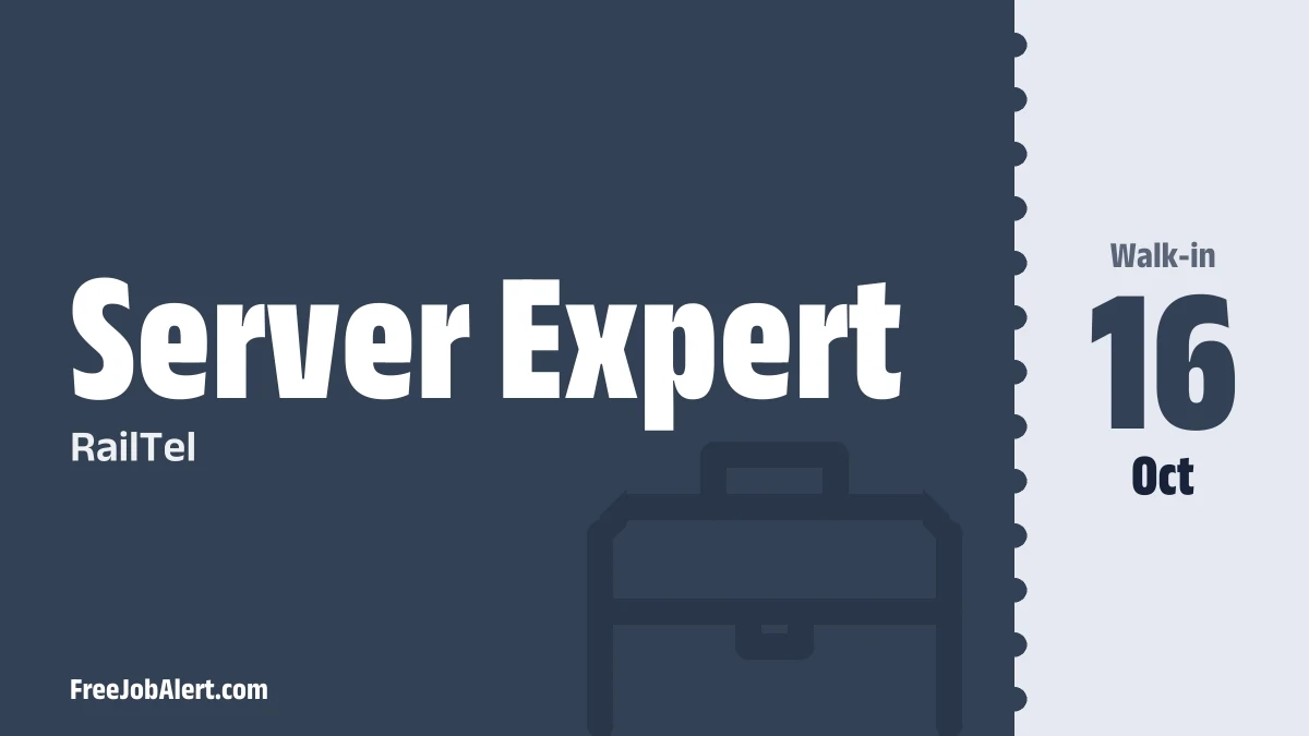 RailTel Server Expert Recruitment 2026 – Walk-in RailTel Server Expert Recruitment 2026 – Walk-in