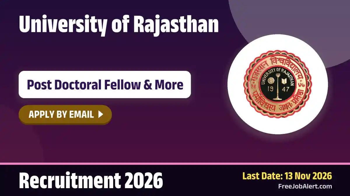 Rajasthan University Recruitment 2026 – Apply Online for 4 Post Doctoral Fellow, Project Assistant Posts
