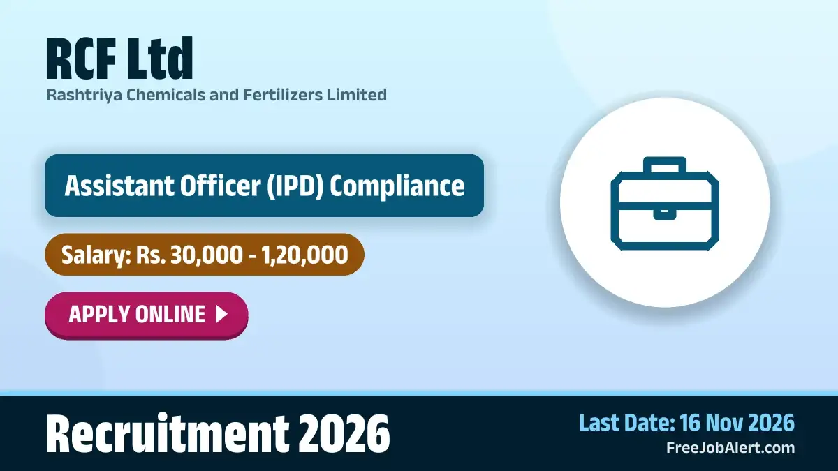 RCF Ltd Assistant Officer Compliance Recruitment 2026 – Apply Online